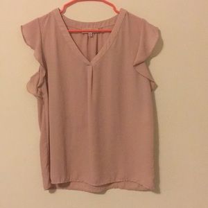 Blush Ruffle Sleeve V Neck